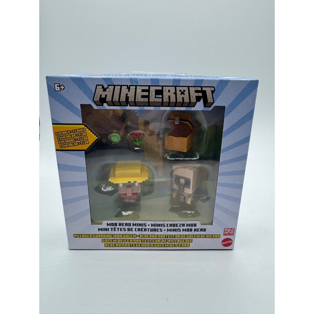 Minecraft Mob Head Minis Villager Guarding Iron Golem Pack with 2 Action Figures